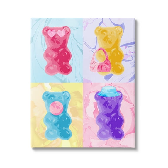 Stupell Industries Pop Style Abstract Bears Abstract Painting Gallery Wrapped Canvas Print Wall Art, 30 x 40