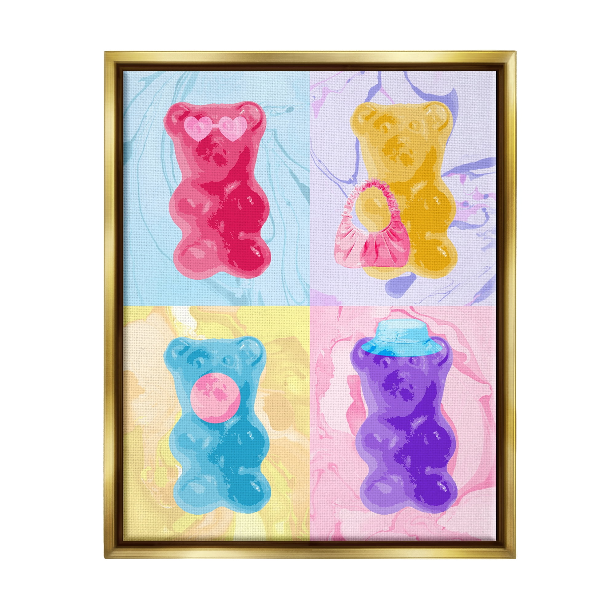 Stupell Industries Pop Style Abstract Bears Abstract Painting Gold Floater Framed Art Print Wall Art, 25 x 31