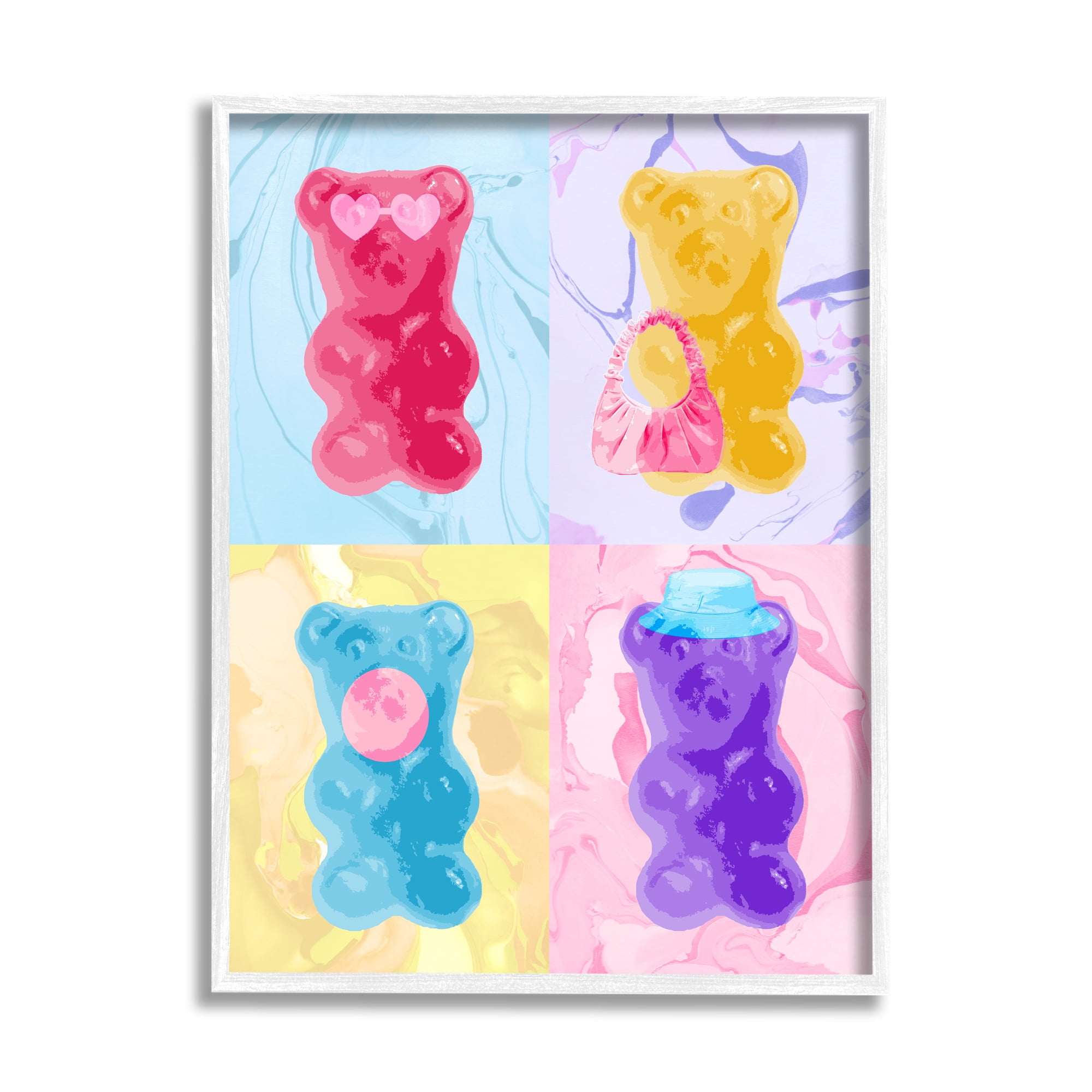 Stupell Industries Pop Style Abstract Bears Abstract Painting White Framed Art Print Wall Art, 16 x 20