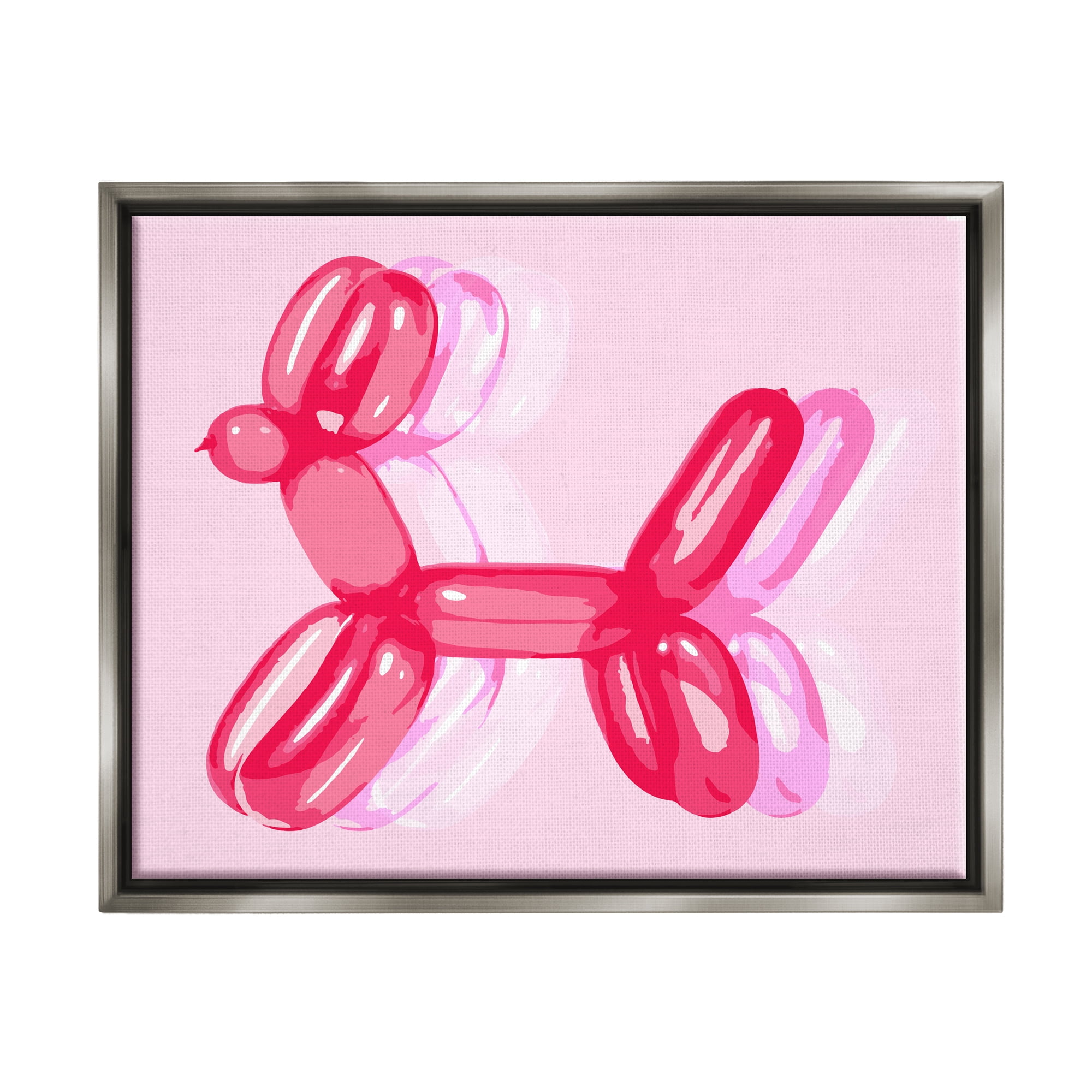Stupell Industries Pop Style Balloon Animal Animals & Insects Painting Gray Floater Framed Art Print Wall Art, 21 x 17