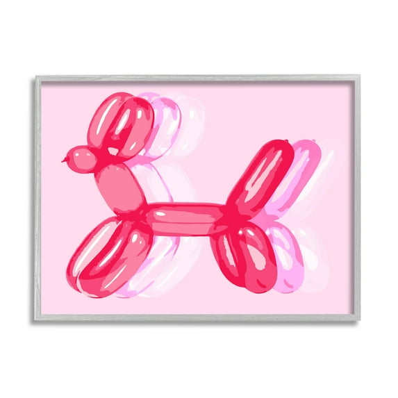 Stupell Industries Pop Style Balloon Animal Animals & Insects Painting Gray Framed Art Print Wall Art, 30 x 24