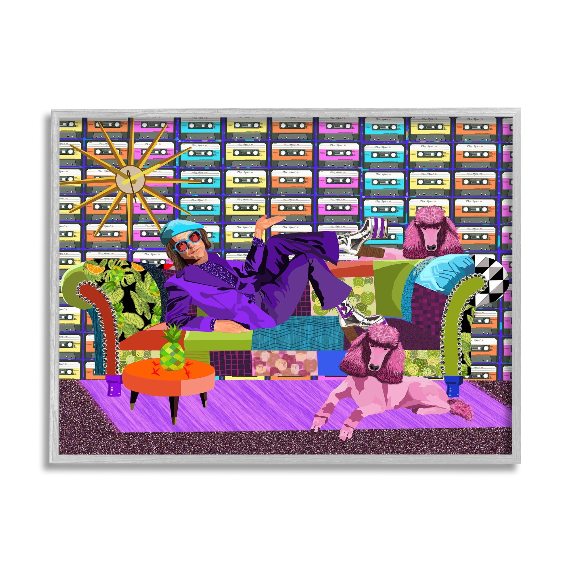 Stupell Industries Pop Style Bold Pattern Elton Dog Patchwork Couch , 20 x 16, Design by Lynnda Rakos