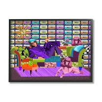 Stupell Industries Pop Style Bold Pattern Elton Dog Patchwork Couch Graphic Art Black Framed Art Print Wall Art, 14x11, by Lynnda Rakos