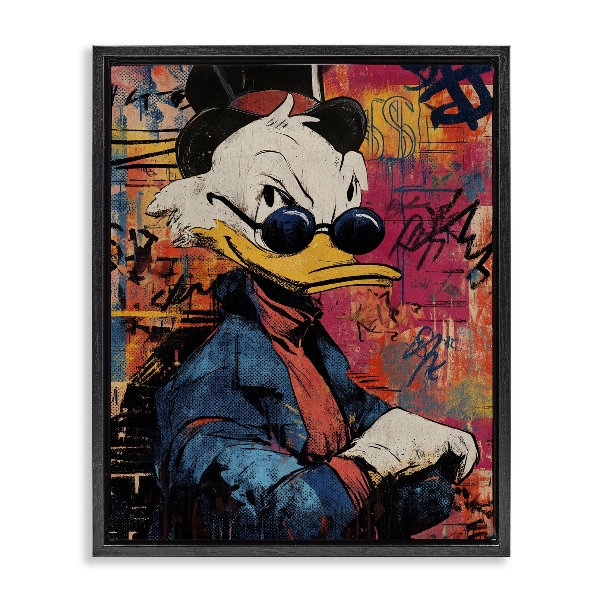 Stupell Industries Pop Style Cartoon Riches Black Framed Floater Canvas Wall Art, design by Svetlana Aleynikova