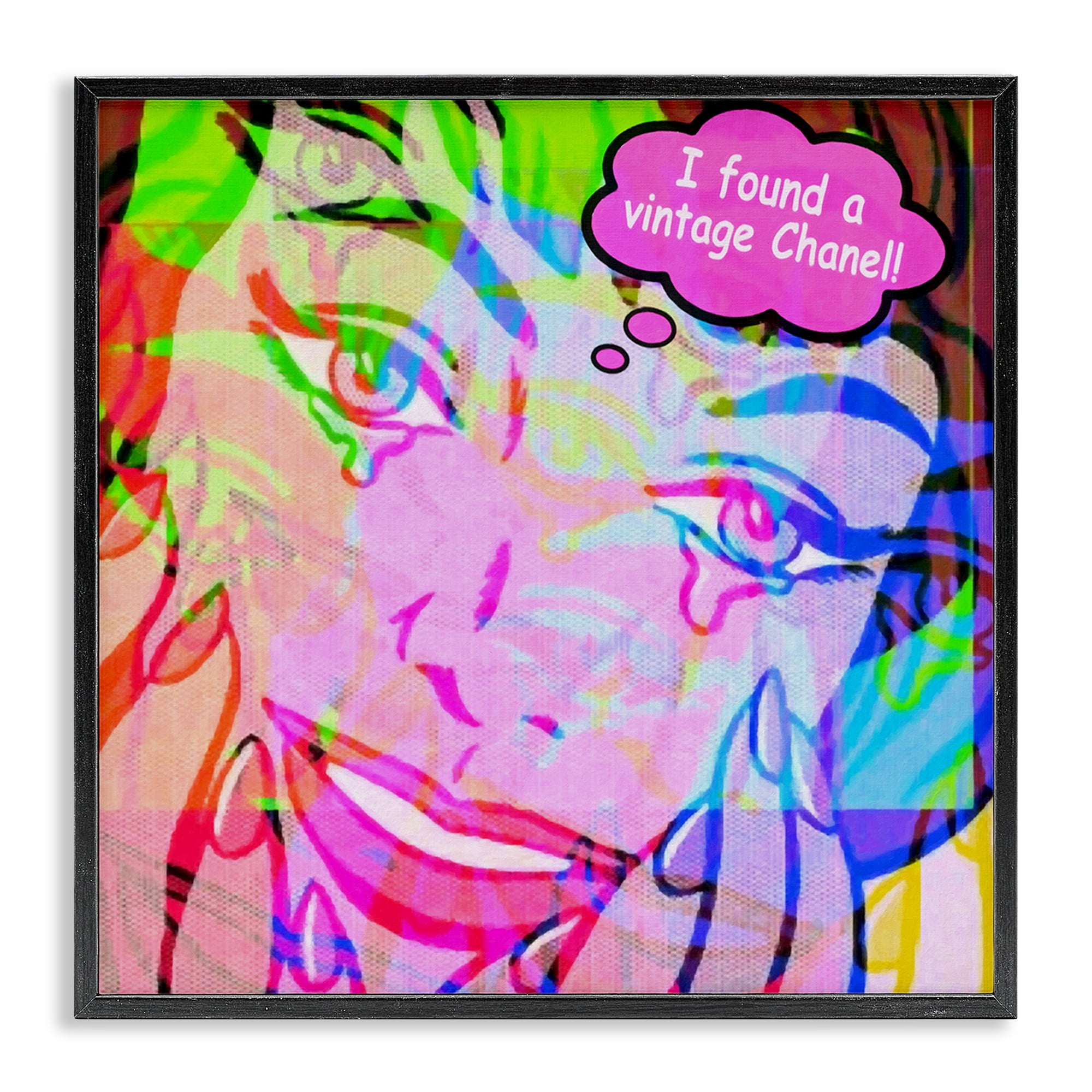 Stupell Industries Pop Style Fashionista Abstract Painting Black Framed Art Print Wall Art, 17 x 17