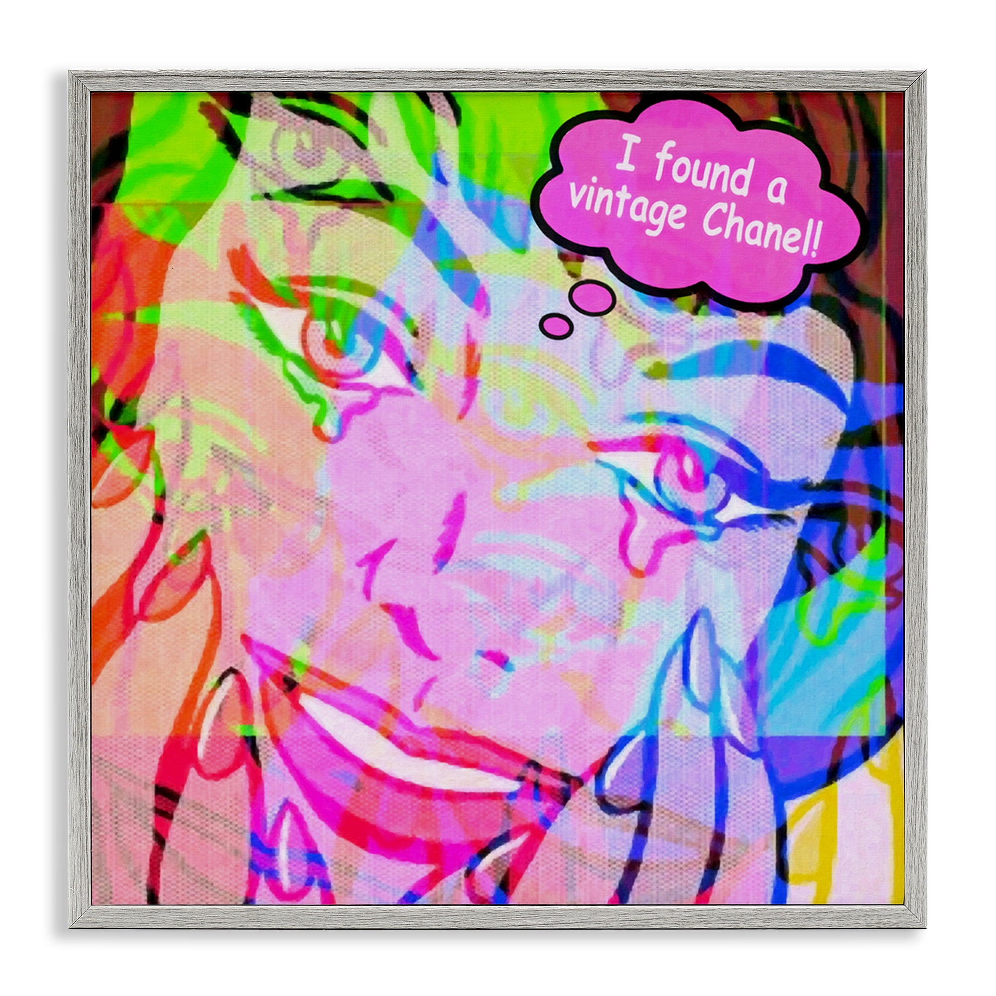 Stupell Industries Pop Style Fashionista Abstract Painting Gray Framed Art Print Wall Art, 17 x 17