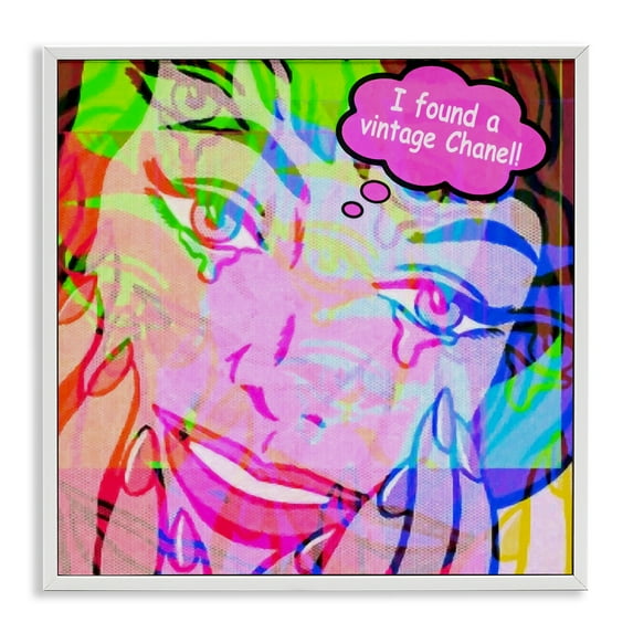 Stupell Industries Pop Style Fashionista Abstract Painting White Framed Art Print Wall Art, 12 x 12