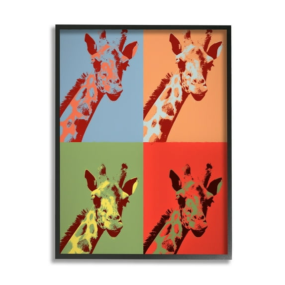 Stupell Industries Pop Style Giraffe Primaries Modern Contemporary Animal Framed Wall Art, 11 x 14, Design by Daniel Sproul