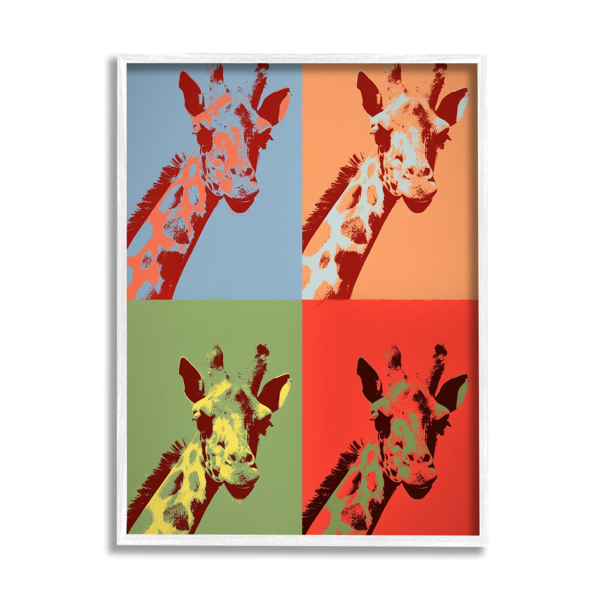 Stupell Industries Pop Style Giraffe Primaries Modern Contemporary Animal Framed Wall Art, 24 x 30, Design by Daniel Sproul