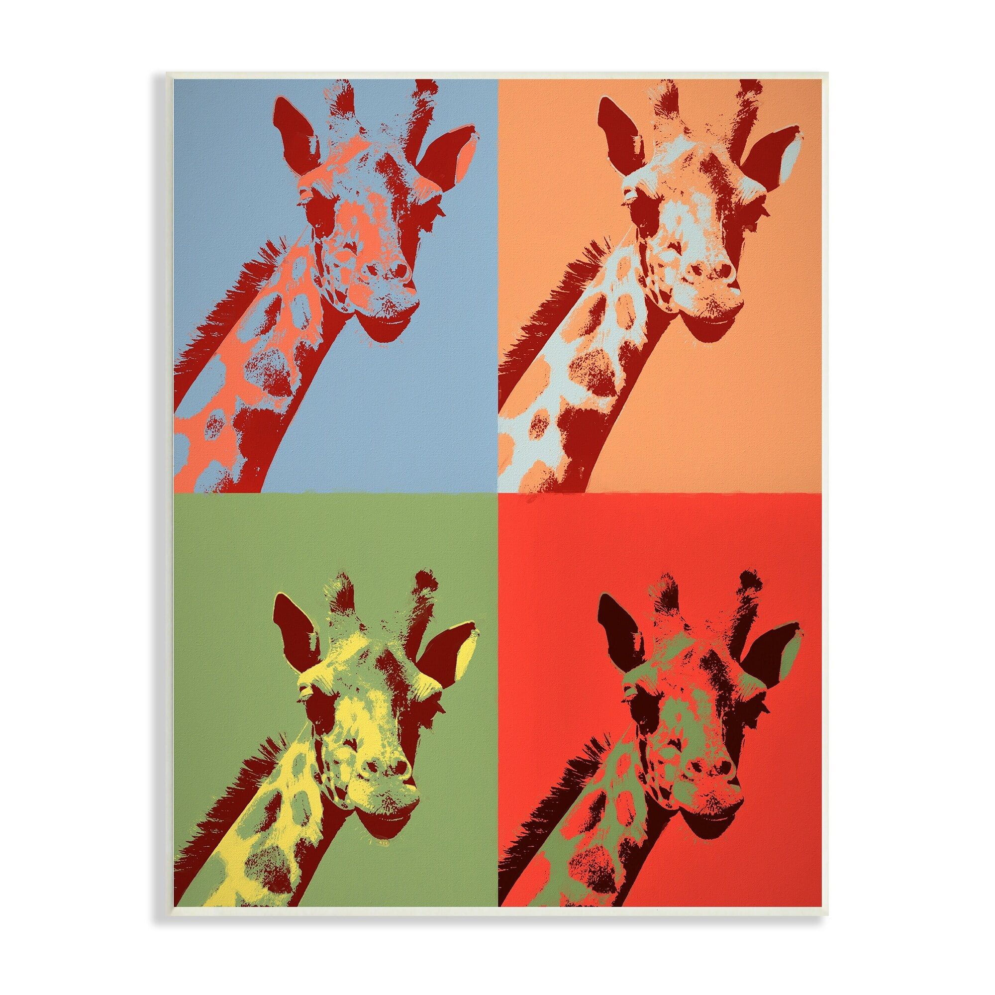 Stupell Industries Pop Style Giraffe Primaries Modern Contemporary Animal Wood Wall Art, 10 x 15, Design by Daniel Sproul