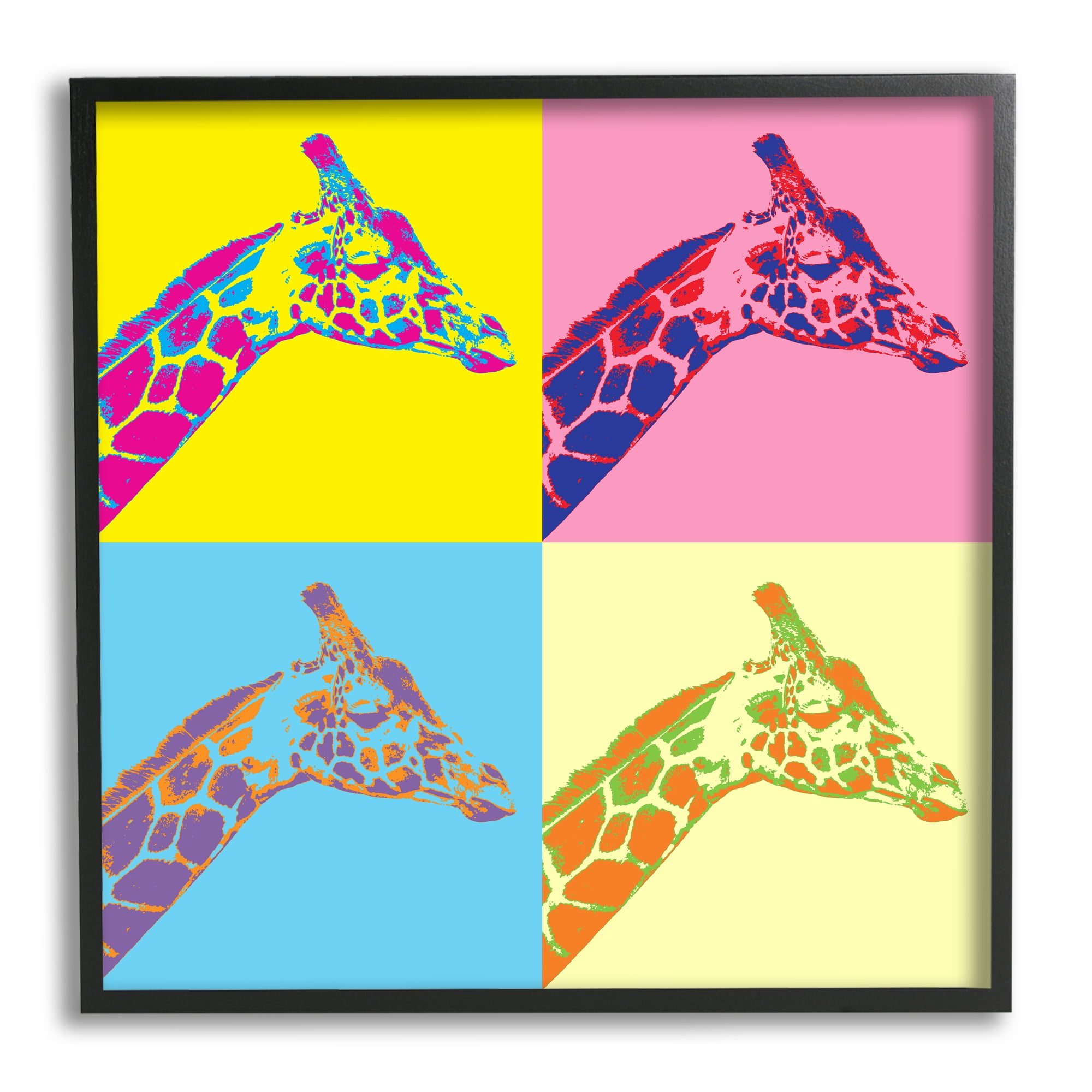 Stupell Industries Pop Style Giraffes Animals & Insects Painting Black Framed Art Print Wall Art, 17 x 17