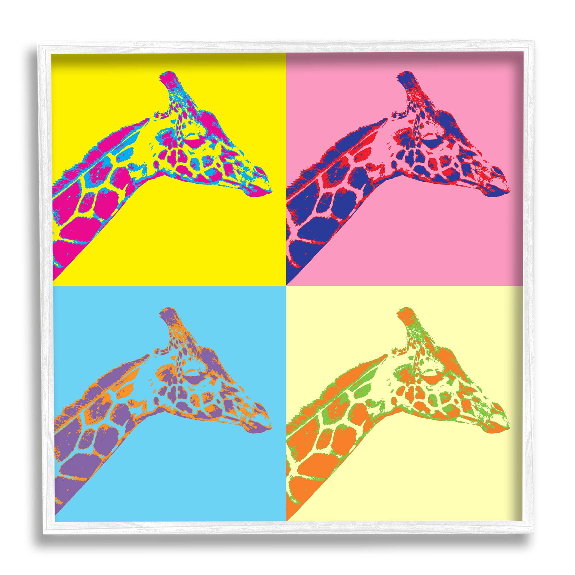 Stupell Industries Pop Style Giraffes Animals & Insects Painting White Framed Art Print Wall Art, 17 x 17