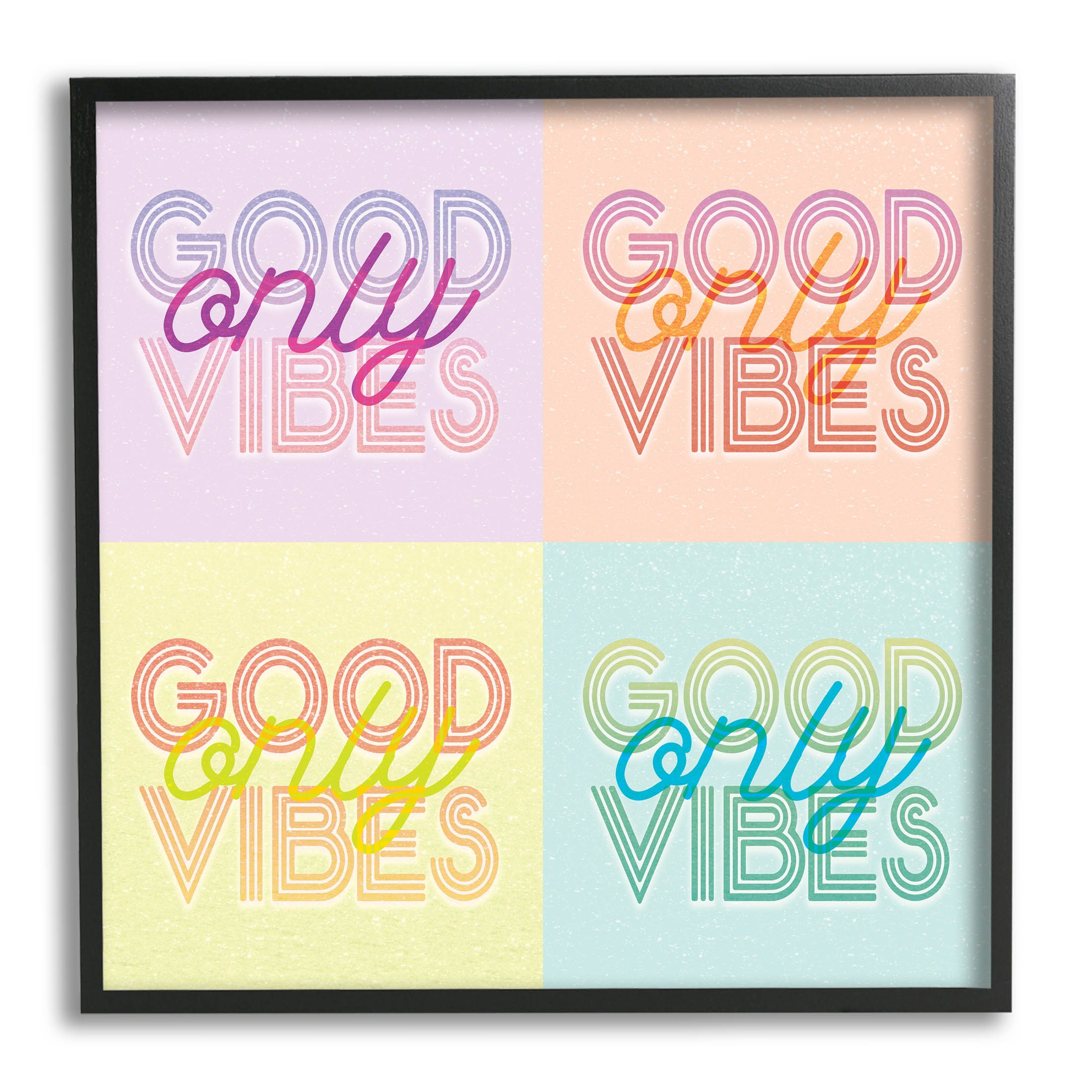 Stupell Industries Pop Style Good Vibes Only Graphic Art Black Framed Art Print Wall Art, Design by Lil' Rue