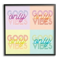 Stupell Industries Pop Style Good Vibes Only Graphic Art Black Framed Art Print Wall Art, Design by Lil' Rue
