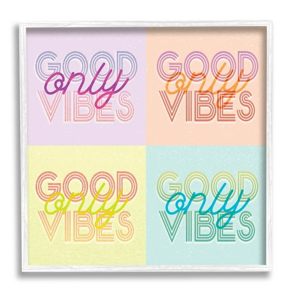 Stupell Industries Pop Style Good Vibes Only Graphic Art White Framed Art Print Wall Art, Design by Lil' Rue