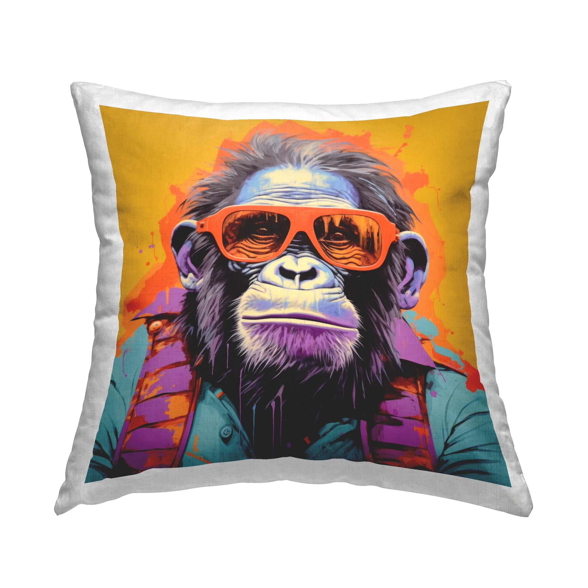 Stupell Industries Pop Style Gorilla Decorative Printed Throw Pillow, 18 x 18