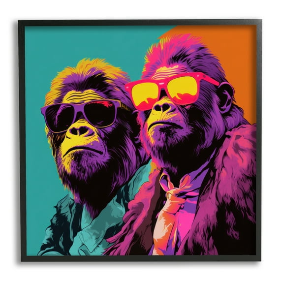 Stupell Industries Pop Style Gorilla Duo Animals & Insects Painting Black Framed Art Print Wall Art, 12 x 12