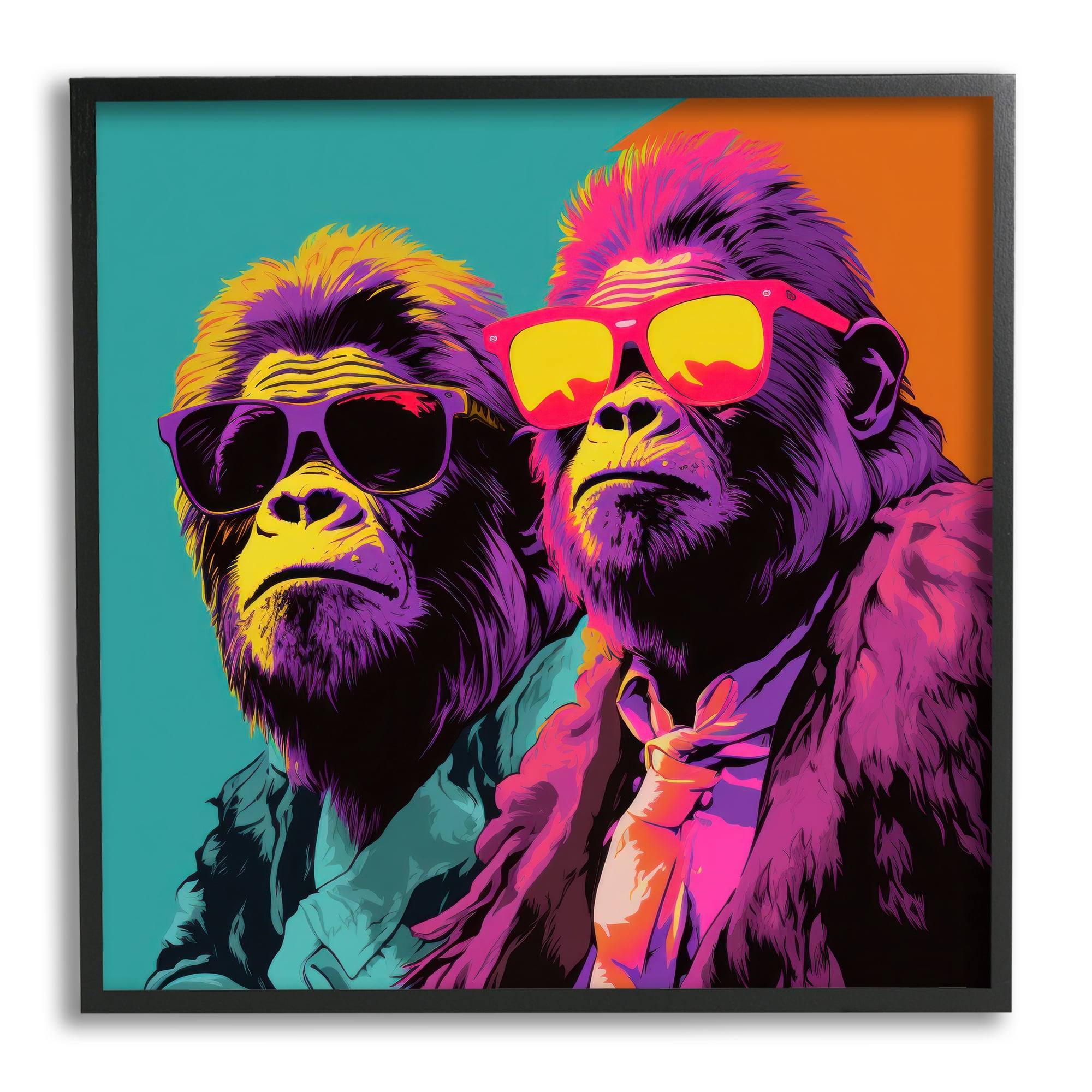 Stupell Industries Pop Style Gorilla Duo Animals & Insects Painting Black Framed Art Print Wall Art, 24 x 24