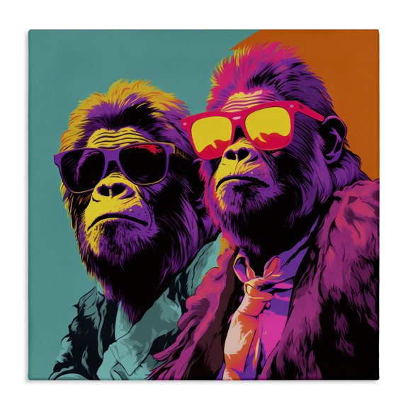 Stupell Industries Modern Pop Style Gorilla Duo Canvas Art, 17 x 17, by Irena Orlov