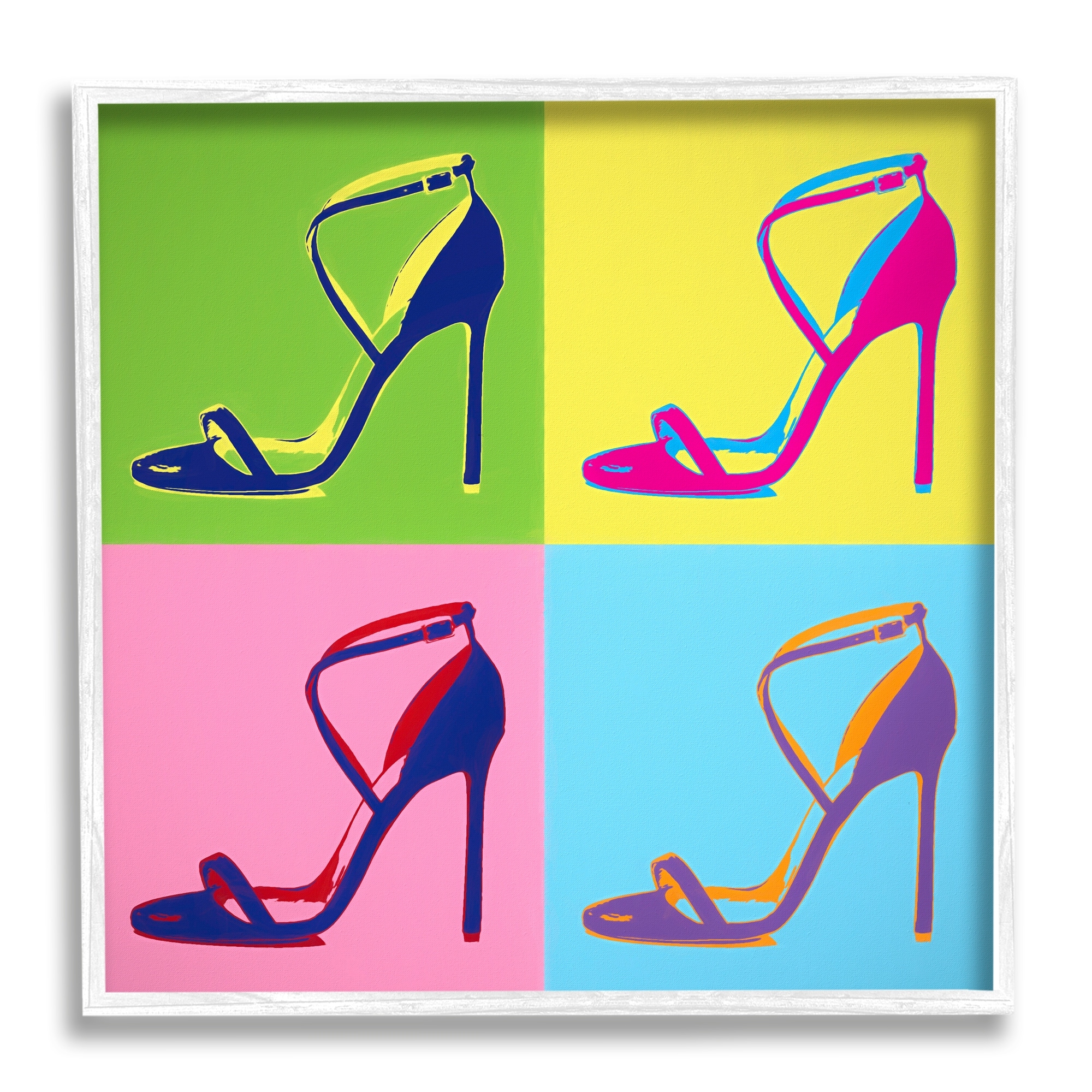 Stupell Industries Pop Style High Heel Shoe Vivid Square Blocks Framed Wall Art, 24 x 24, Design by Daniel Sproul