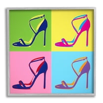 Stupell Industries Pop Style High Heel Shoe Vivid Square Blocks Framed Wall Art, 24 x 24, Design by Daniel Sproul