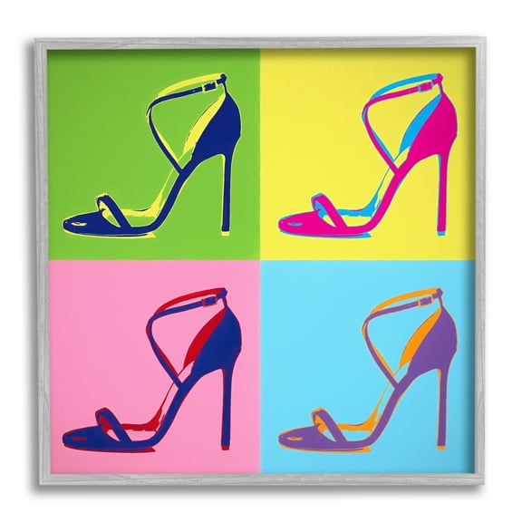 Stupell Industries Pop Style High Heel Shoe Vivid Square Blocks Framed Wall Art, 24 x 24, Design by Daniel Sproul