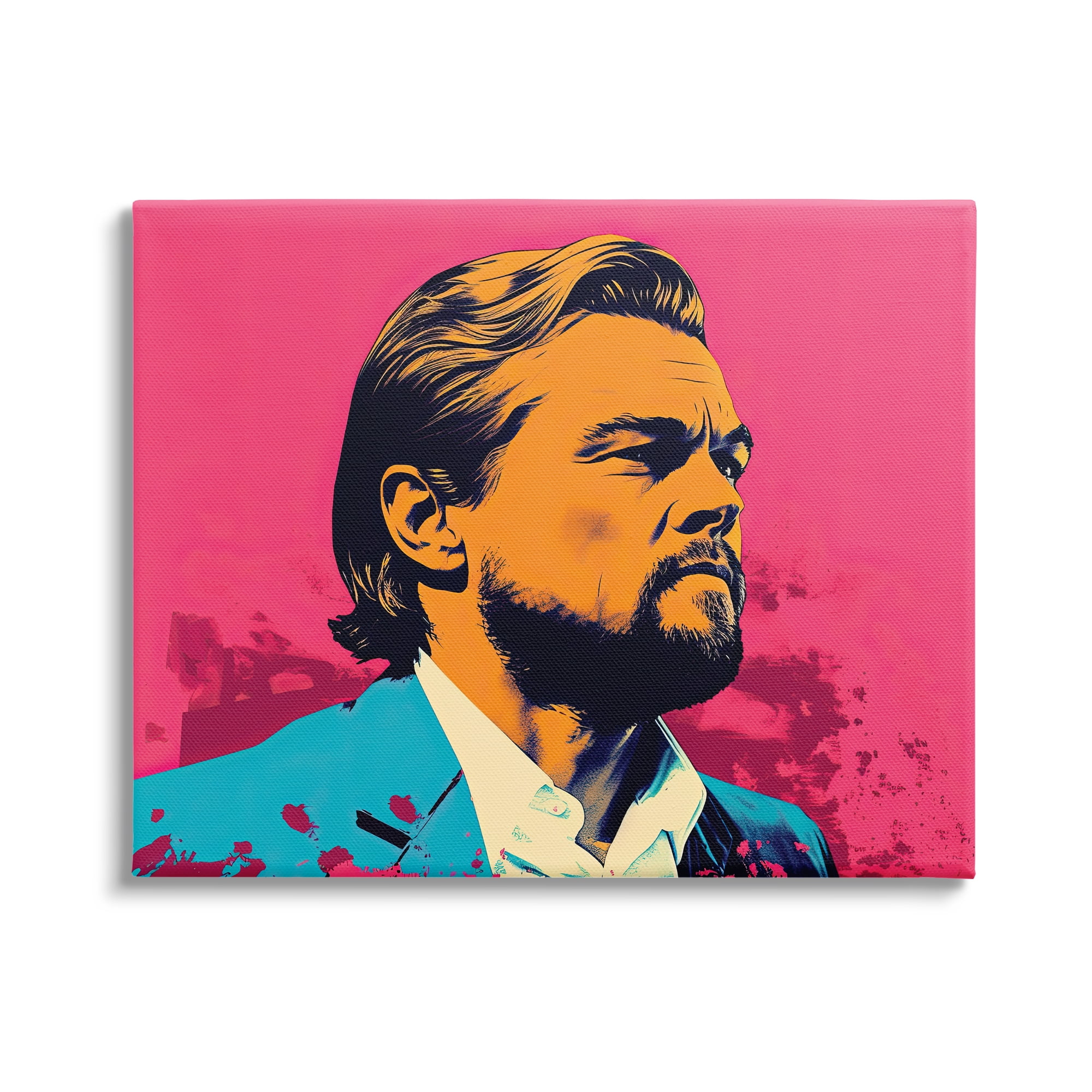 Stupell Industries Pop Style Leonardo DiCaprio Abstract Painting Gallery Wrapped Canvas Print Wall Art, 48 x 36
