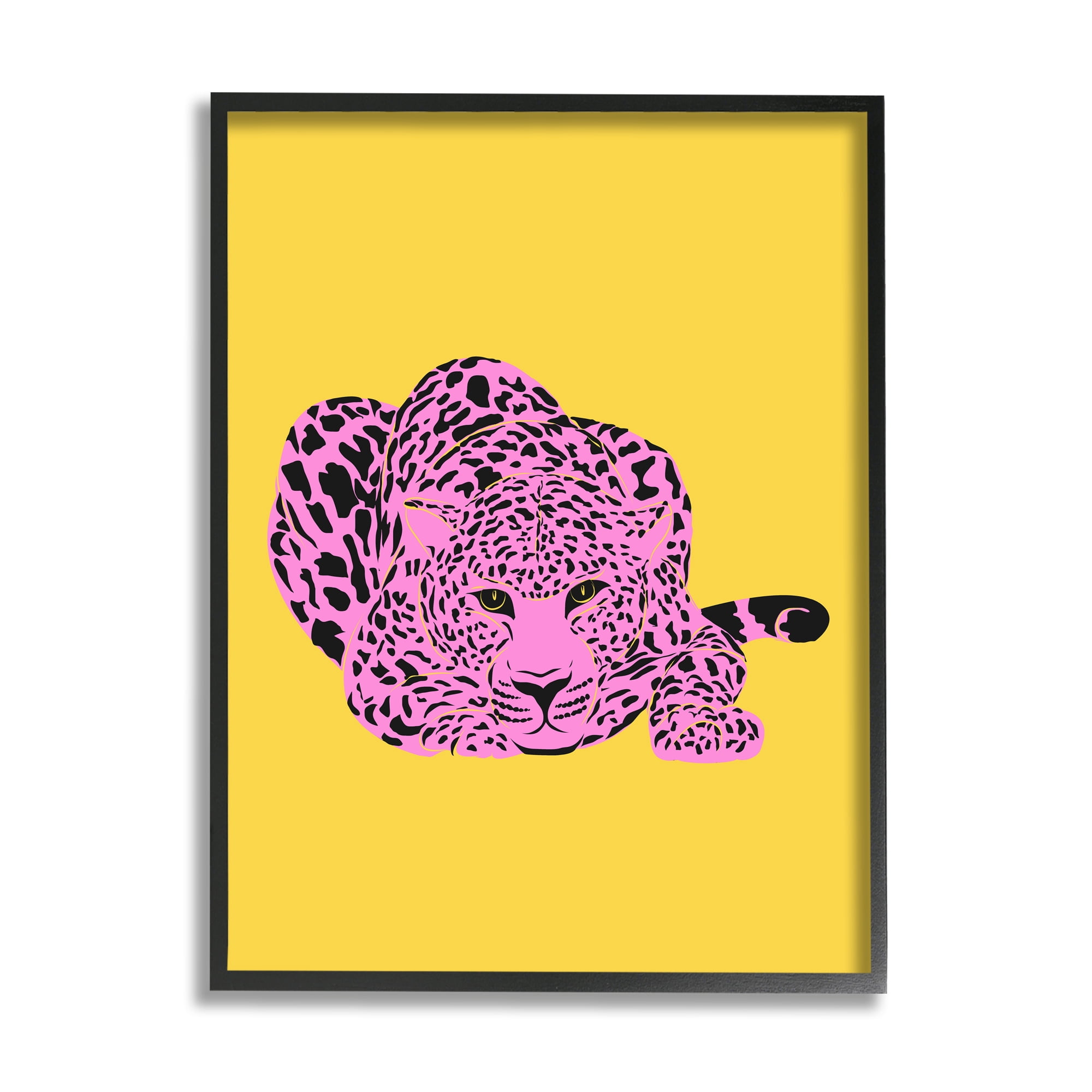 Stupell Industries Pop Style Leopard Animals & Insects Painting Black Framed Art Print Wall Art, 16 x 20