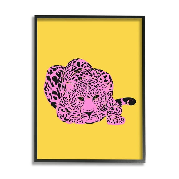 Stupell Industries Pop Style Leopard Animals & Insects Painting Black Framed Art Print Wall Art, 24 x 30