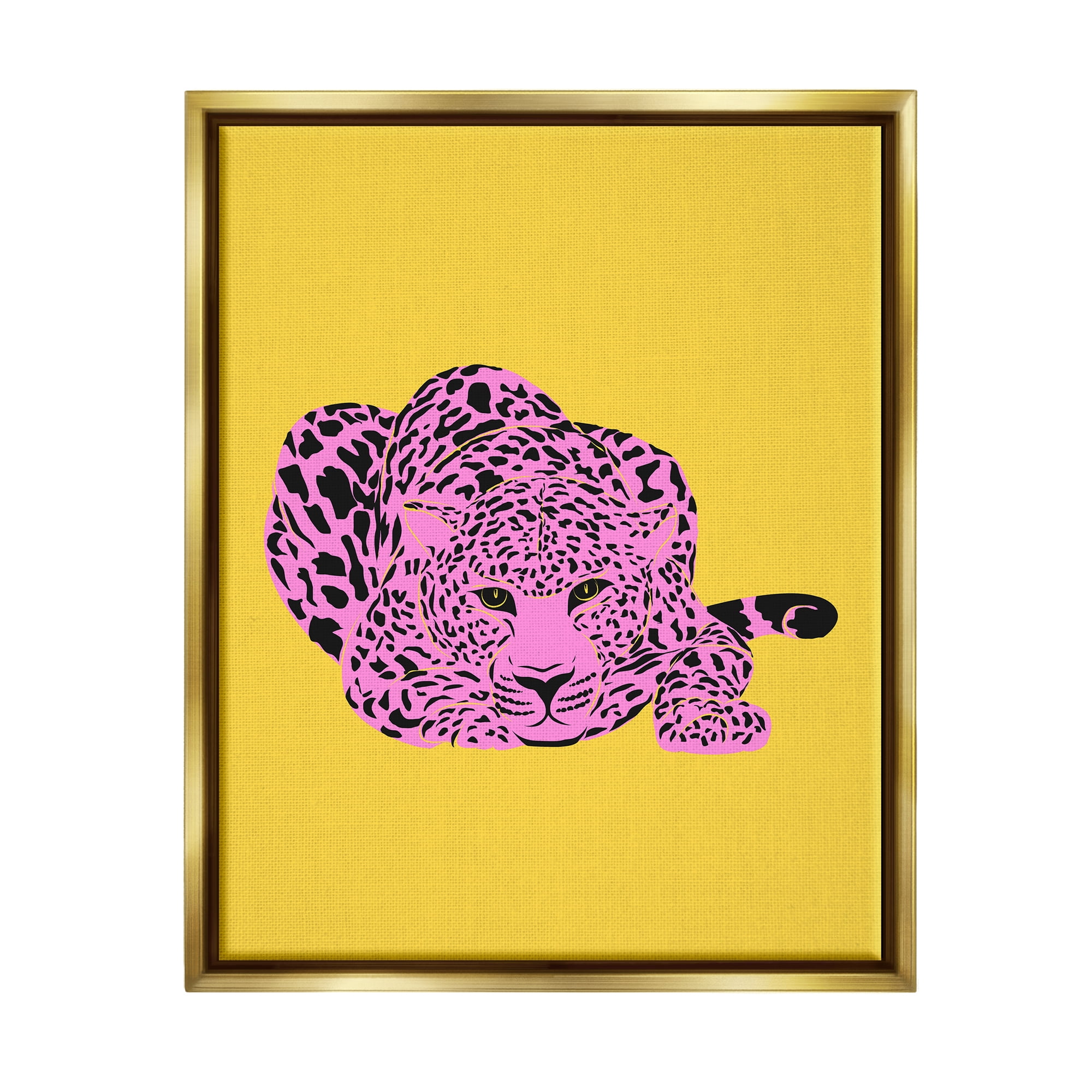 Stupell Industries Pop Style Leopard Animals & Insects Painting Gold Floater Framed Canvas Art Print Wall Art, 25 x 31