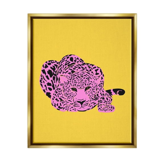 Stupell Industries Pop Style Leopard Animals & Insects Painting Gold Floater Framed Canvas Art Print Wall Art, 25 x 31