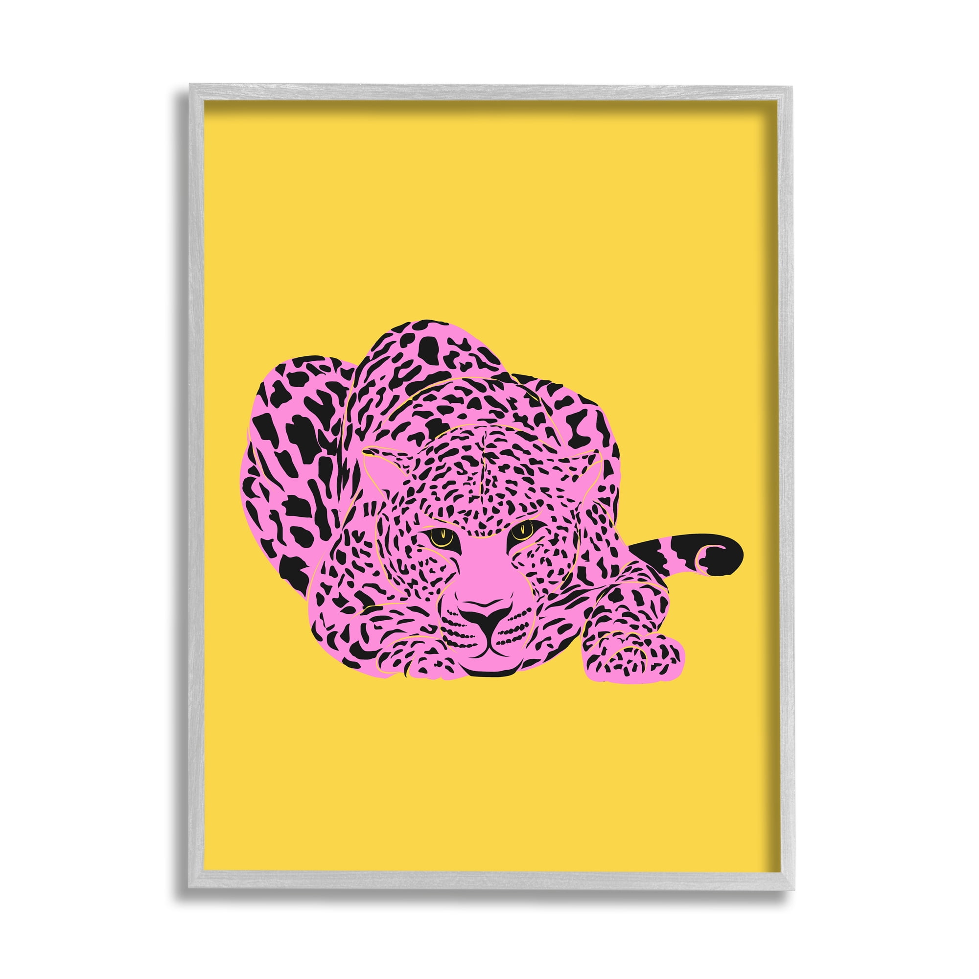 Stupell Industries Pop Style Leopard Animals & Insects Painting Gray Framed Art Print Wall Art, 11 x 14