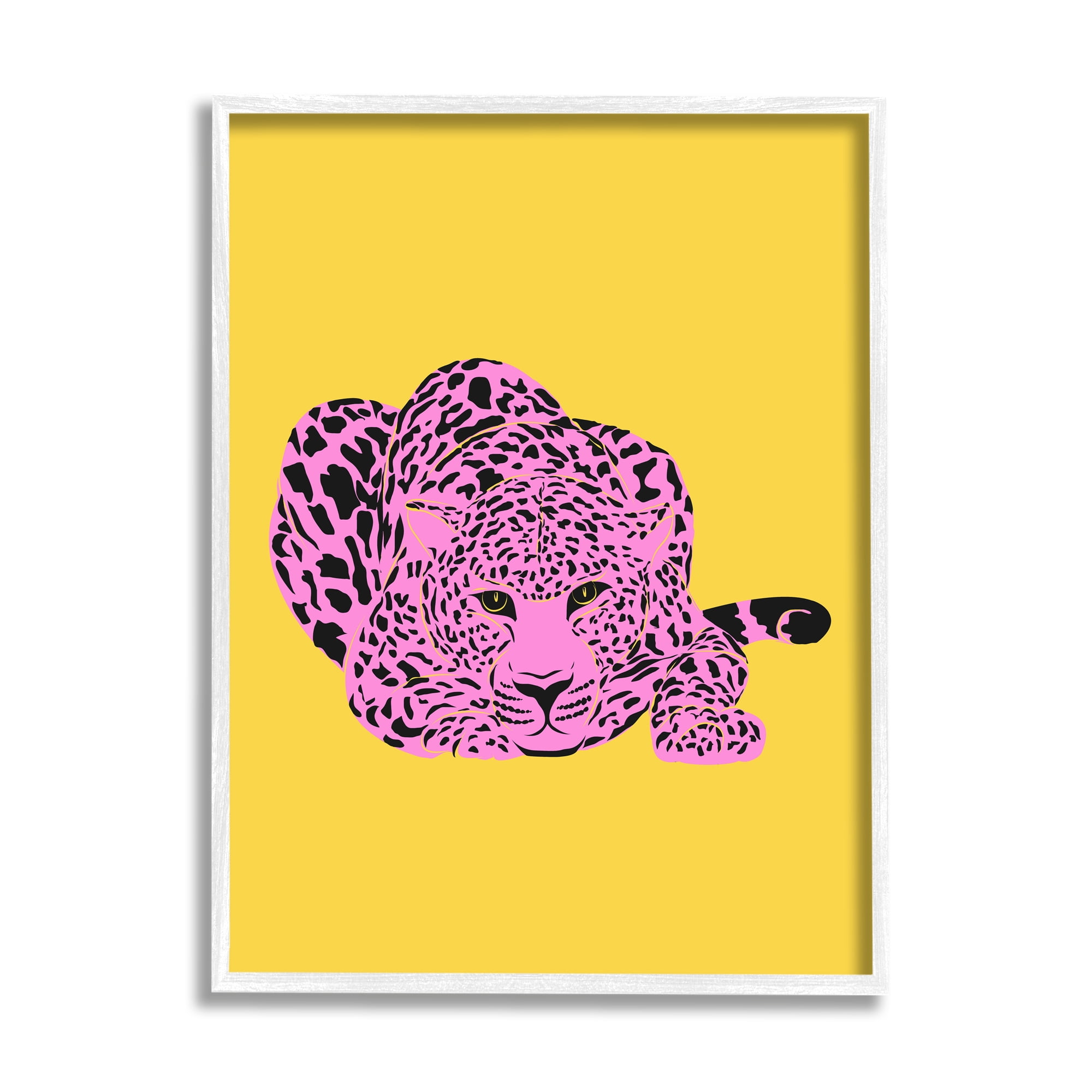 Stupell Industries Pop Style Leopard Animals & Insects Painting White Framed Art Print Wall Art, 16 x 20