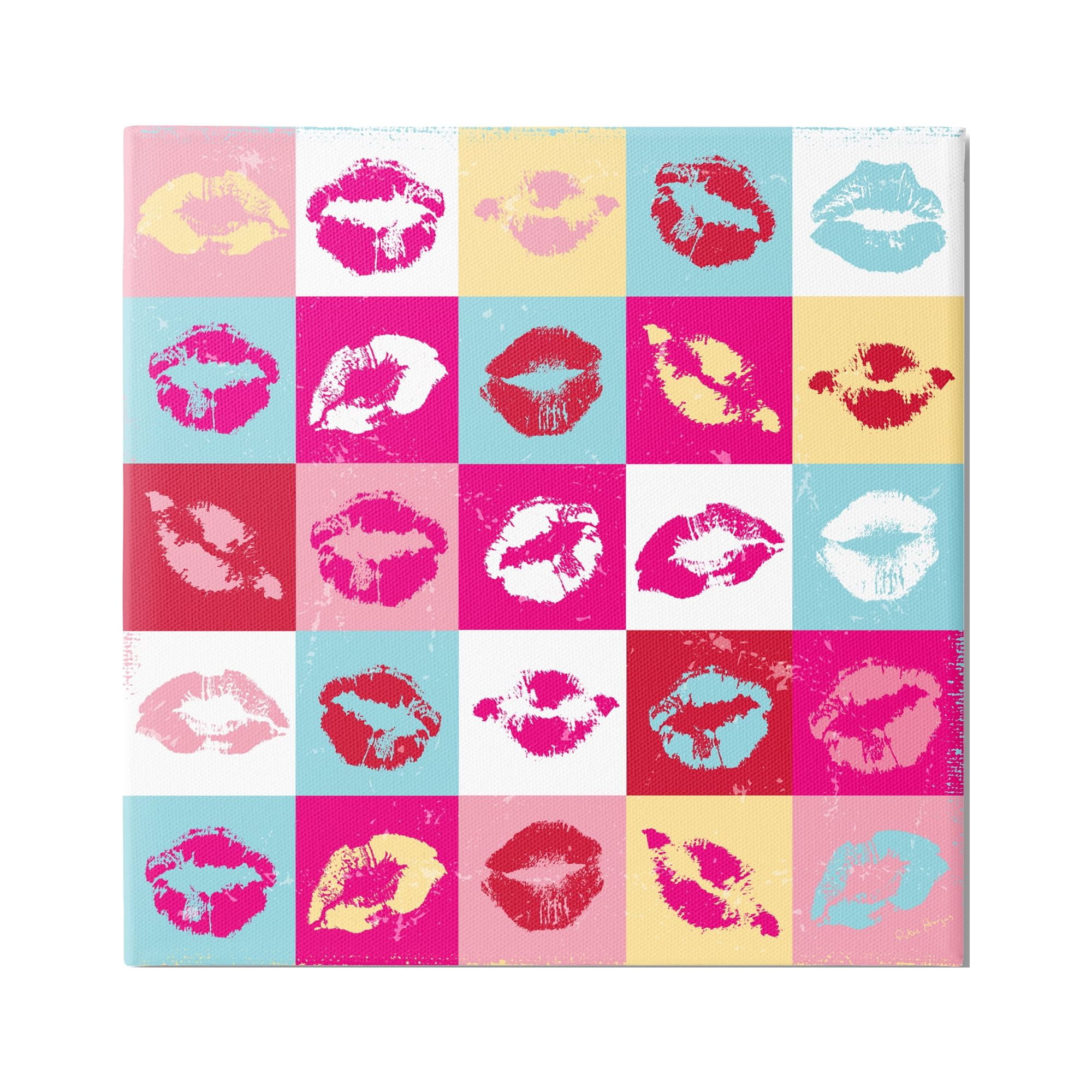 Stupell Industries Pop Style Lip Pattern Abstract Painting Gallery Wrapped Canvas Print Wall Art, 36 x 36