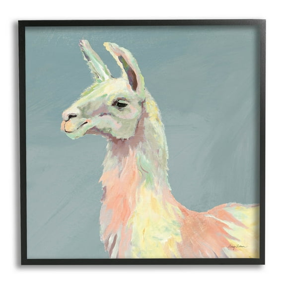 Stupell Industries Pop Style Llama Portrait Painting Black Framed Art Print Wall Art, Design by Avery Tillmon