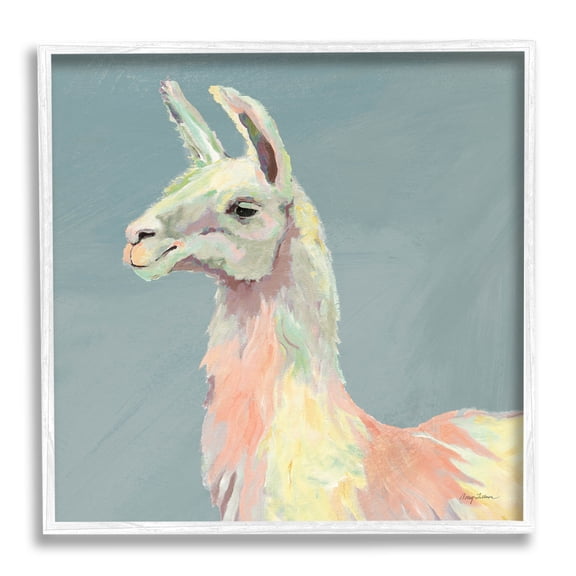 Stupell Industries Pop Style Llama Portrait Painting White Framed Art Print Wall Art, Design by Avery Tillmon