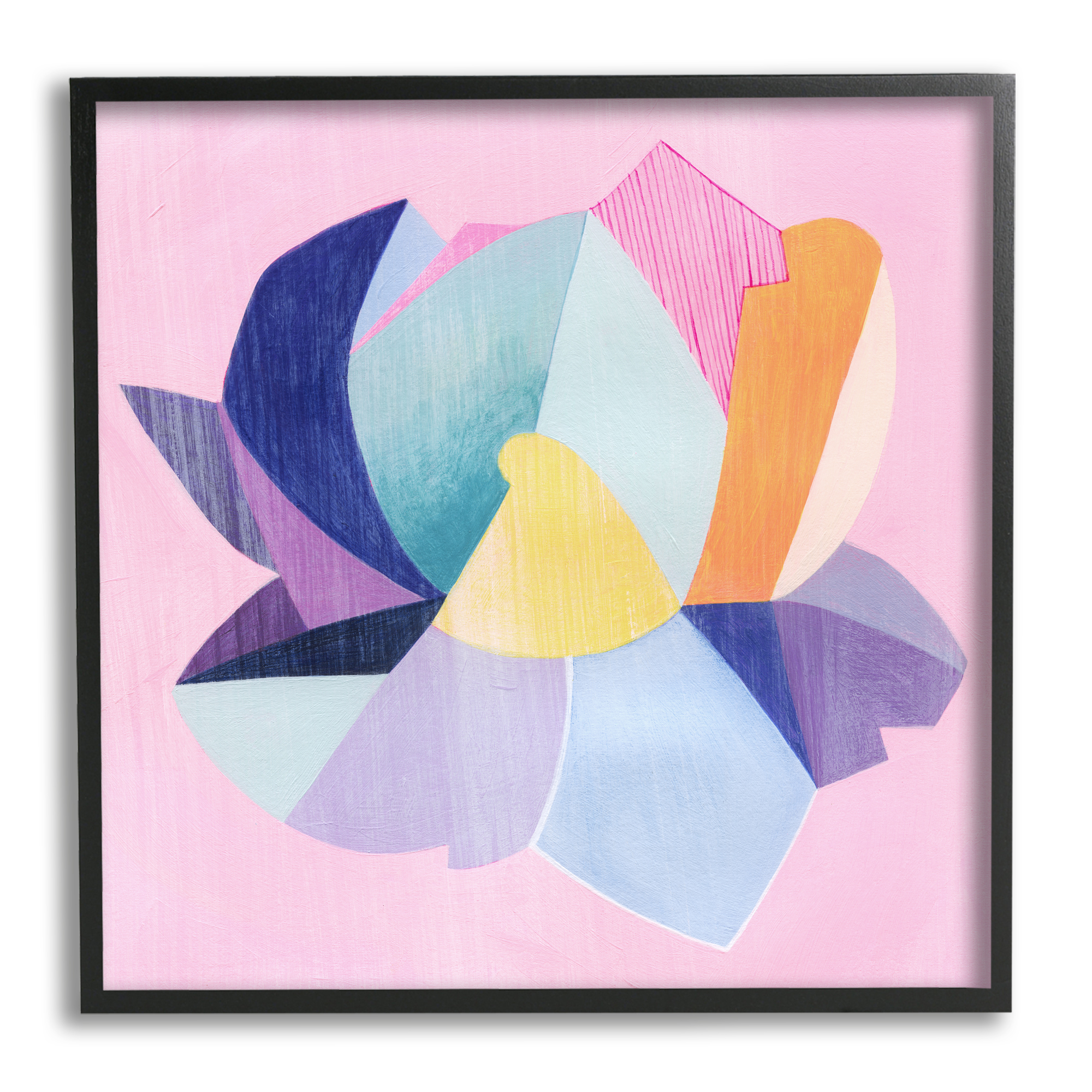 Stupell Industries Pop Style Lotus Flower Abstract Painting Black Framed Art Print Wall Art, 17 x 17