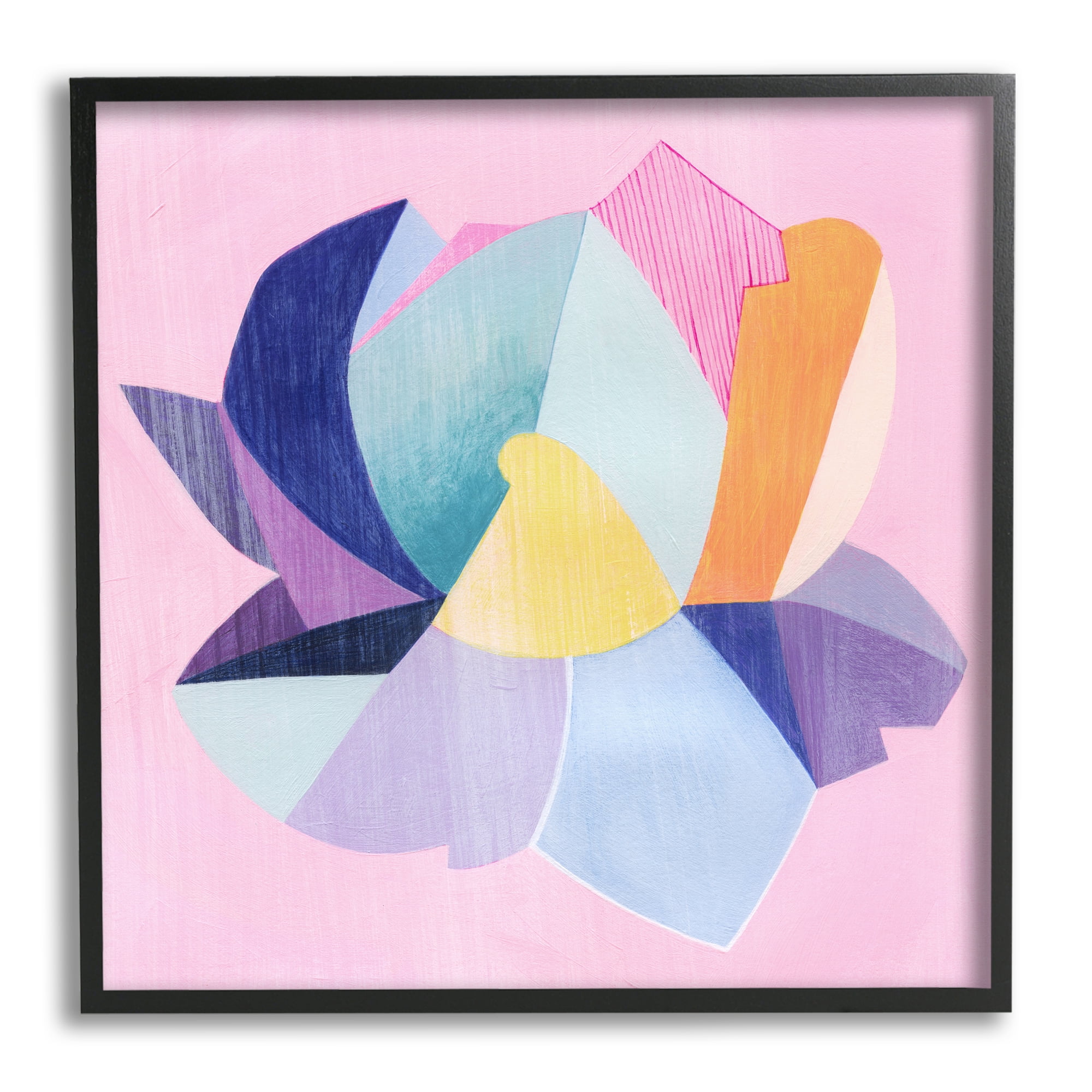 Stupell Industries Pop Style Lotus Flower Abstract Painting Black Framed Art Print Wall Art, 24 x 24