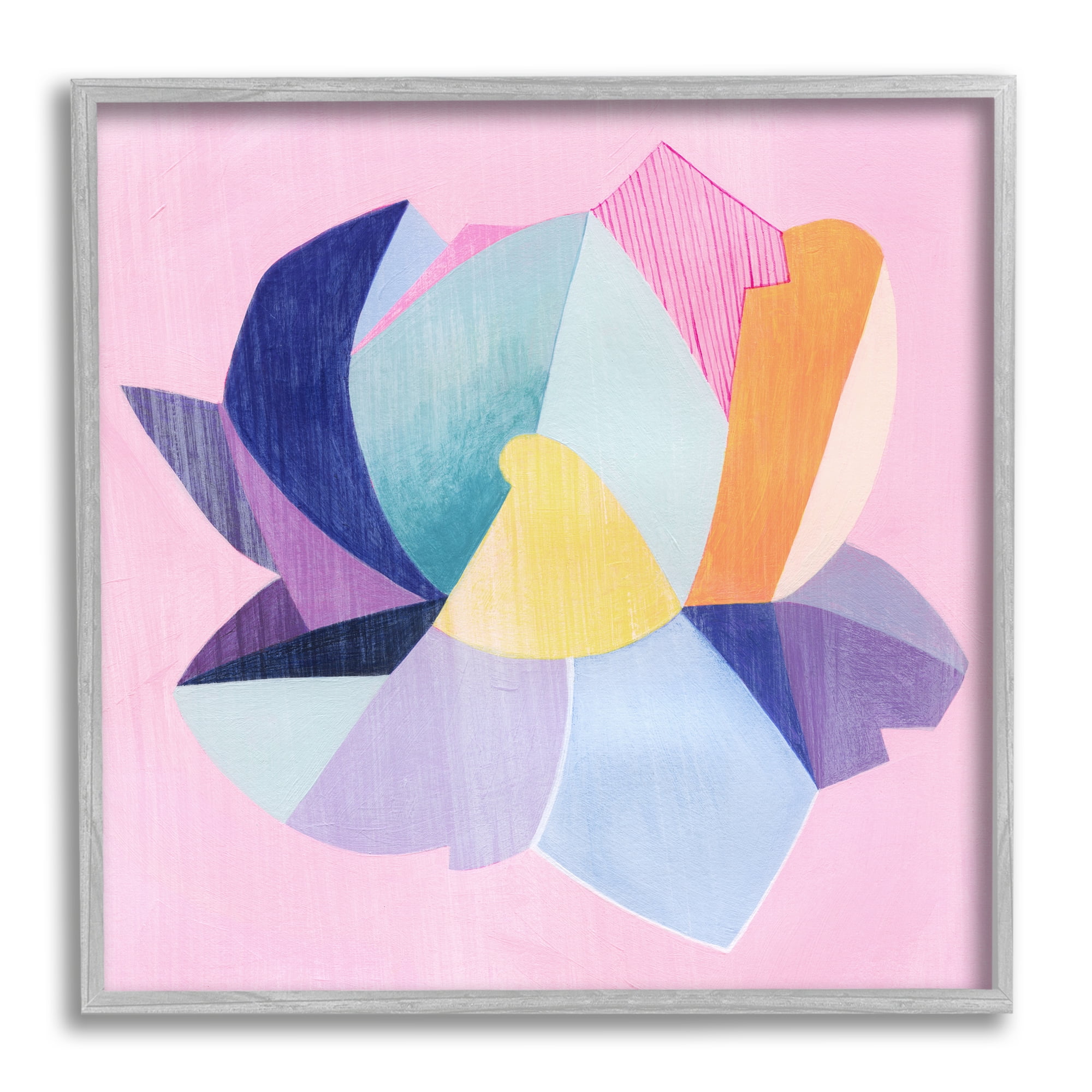 Stupell Industries Pop Style Lotus Flower Abstract Painting Gray Framed Art Print Wall Art, 24 x 24