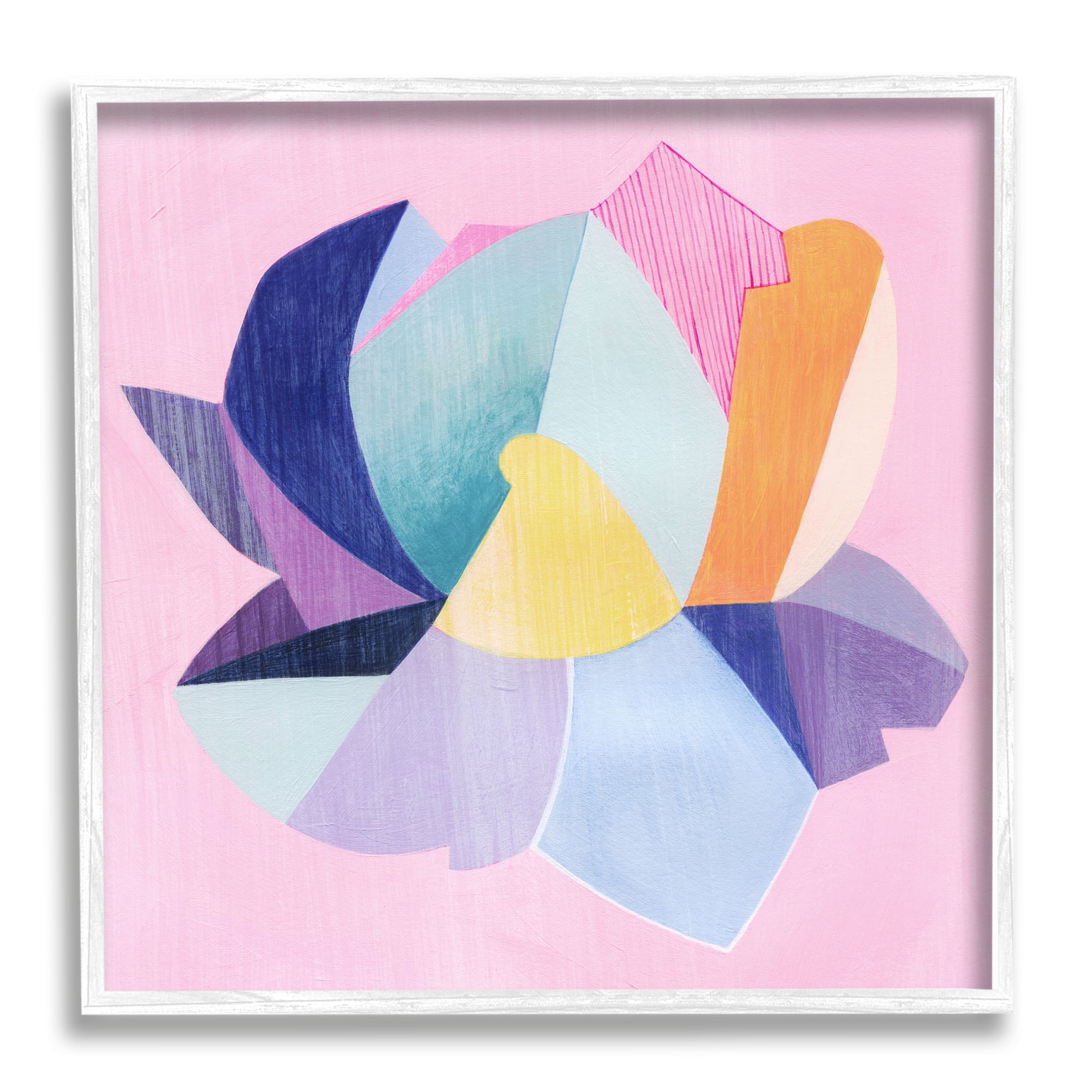 Stupell Industries Pop Style Lotus Flower Abstract Painting White Framed Art Print Wall Art, 24 x 24