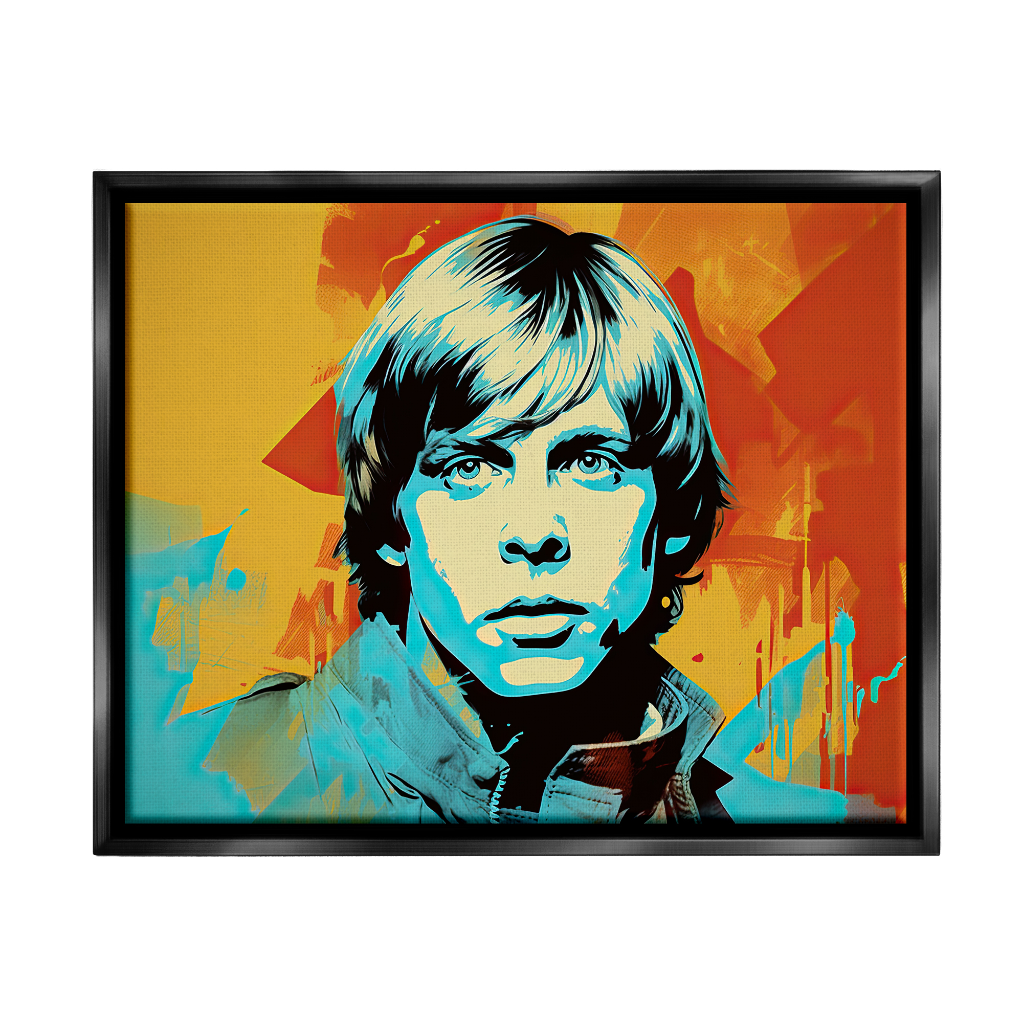 Stupell Industries Pop Style Luke Portrait Fairy Tales & Fantasy Painting Black Floater Framed Canvas Art Print Wall Art, 31 x 25