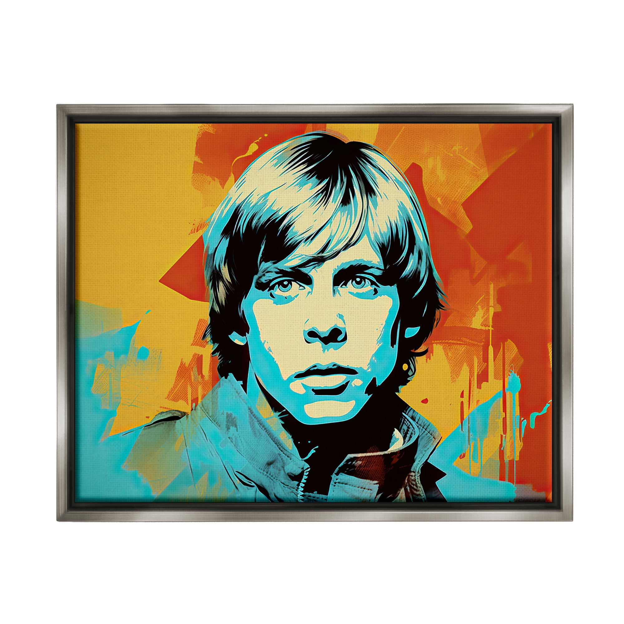 Stupell Industries Pop Style Luke Portrait Fairy Tales & Fantasy Painting Gray Floater Framed Canvas Art Print Wall Art, 21 x 17