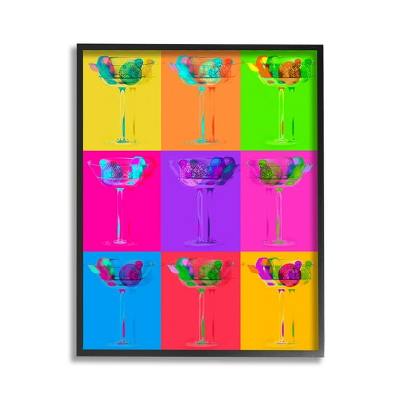 Stupell Industries Pop Style Martinis Food & Beverage Painting Black Framed Art Print Wall Art, 11 x 14