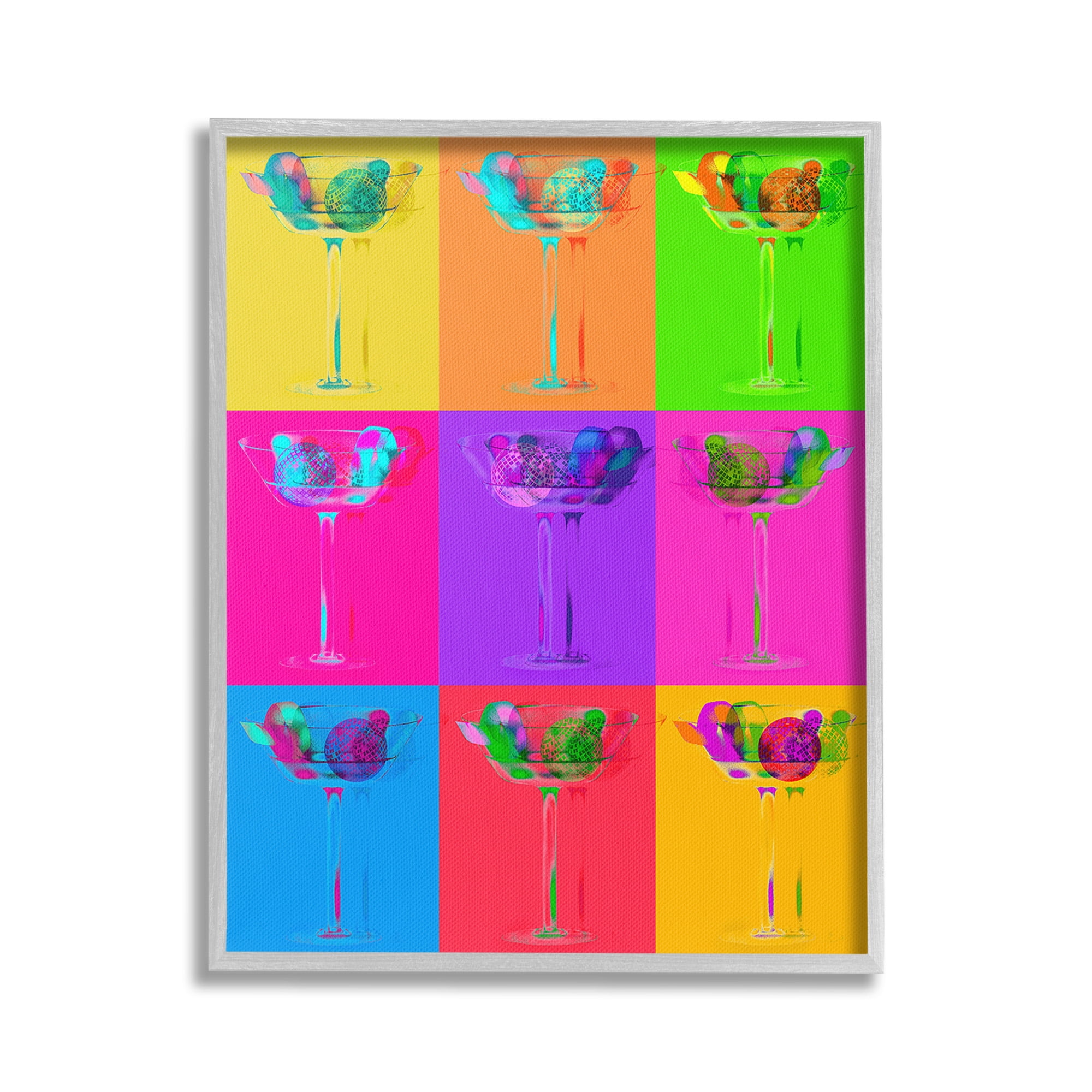 Stupell Industries Pop Style Martinis Food & Beverage Painting Gray Framed Art Print Wall Art, 16 x 20