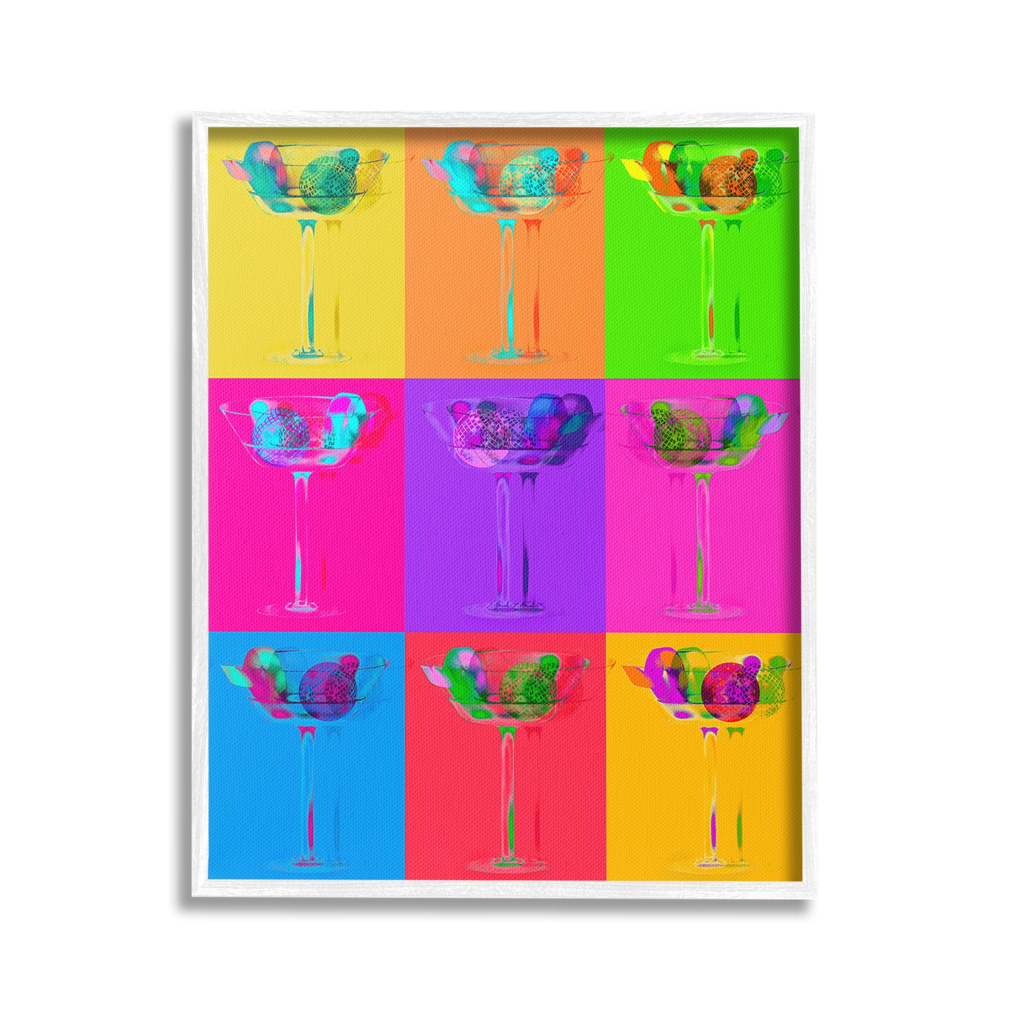 Stupell Industries Pop Style Martinis Food & Beverage Painting White Framed Art Print Wall Art, 24 x 30