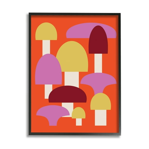 Stupell Industries Pop Style Mushrooms Botanical & Floral Painting Black Framed Art Print Wall Art, 11 x 14
