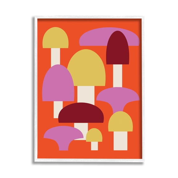 Stupell Industries Pop Style Mushrooms Botanical & Floral Painting White Framed Art Print Wall Art, 16 x 20