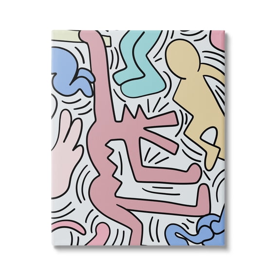 Stupell Industries Pop Style Pastel People Squiggle Lines Design Canvas Wall Art, 30 x 40, Design by Ros Ruseva