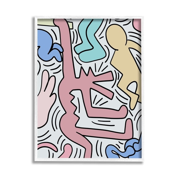 Stupell Industries Pop Style Pastel People Squiggle Lines Design Framed Wall Art, 24 x 30, Design by Ros Ruseva