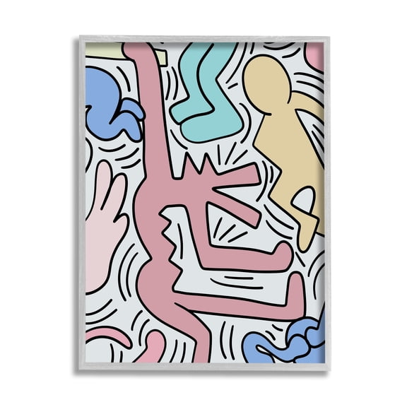 Stupell Industries Pop Style Pastel People Squiggle Lines Design Framed Wall Art, 24 x 30, Design by Ros Ruseva